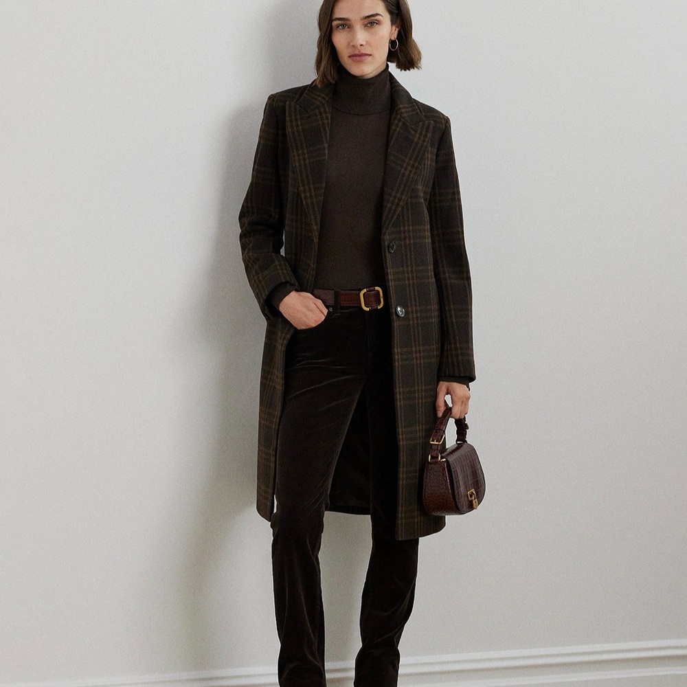 Ralph Lauren Plaid Coat in Warm Browns